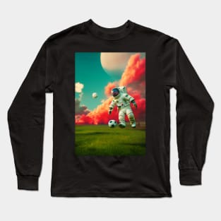 Astronaut play soccer football on space Long Sleeve T-Shirt